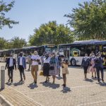 Leeto team of employees arriving at the stadium