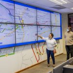 Leeto control room centre displaying route map of the bus